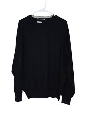 Bullock & Jones Black Cotton & Cashmere Crewneck Sweater XL Mens